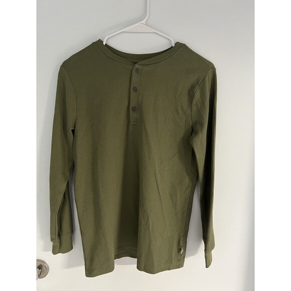 Tommy Bahama Boys Cotton Henley Jersey Long Sleeve Shirt XXL Olive Size 16 - Picture 1 of 5